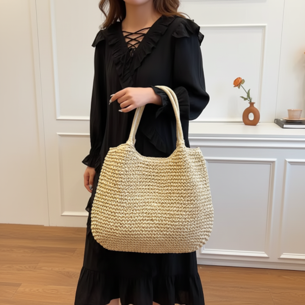 Bolso rafia cuadrado