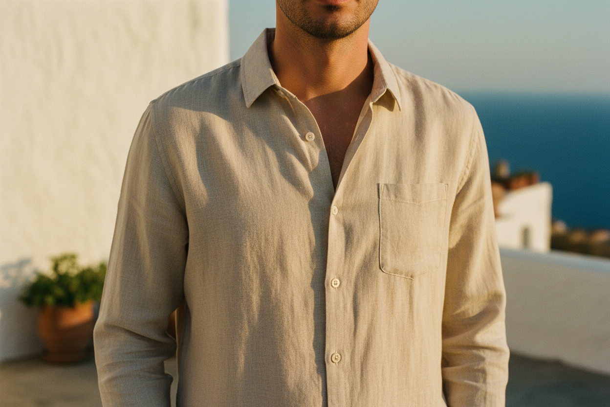 Camisa beige close-up