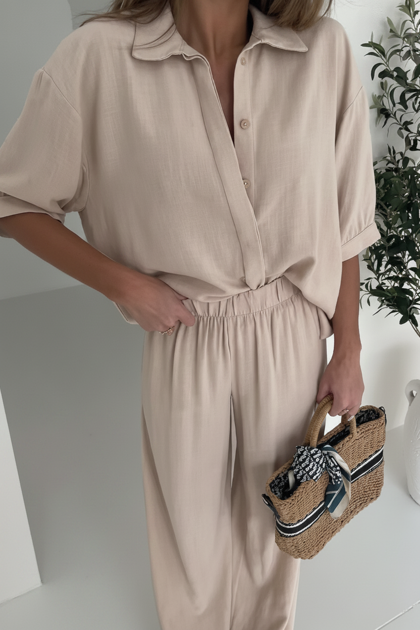 Conjunto lino crema